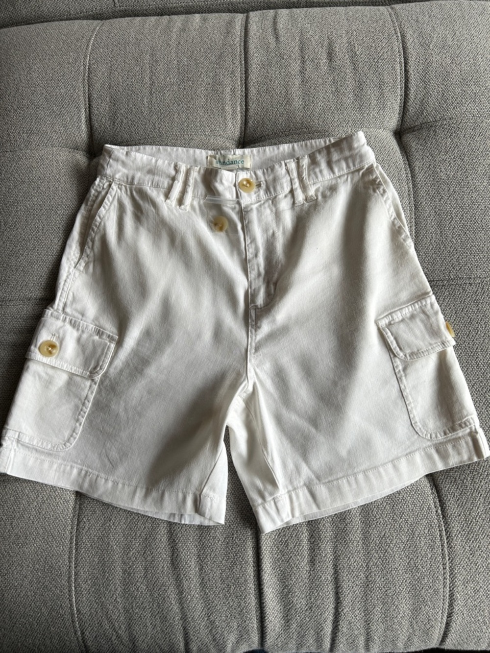 Sundance White Button-Front Shorts with Cargo Pocket